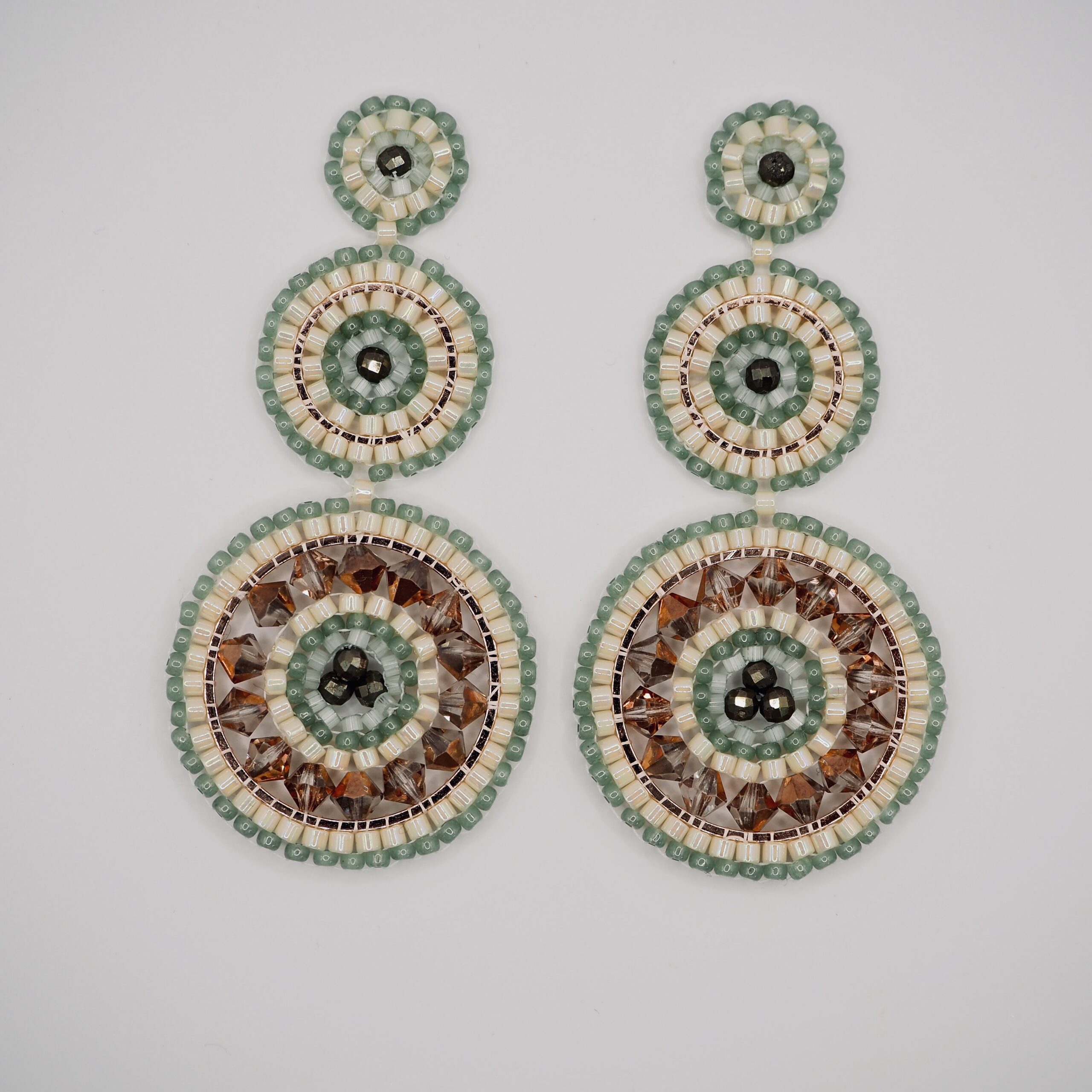 Boho Perlen Ohrringe Handgewebt - Ethno Style 5cm Rund Design